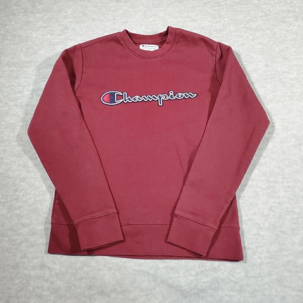 Champion Sweatshirt Mens Small Burgundy Fleece Lined Reverse Weave Crew Neck